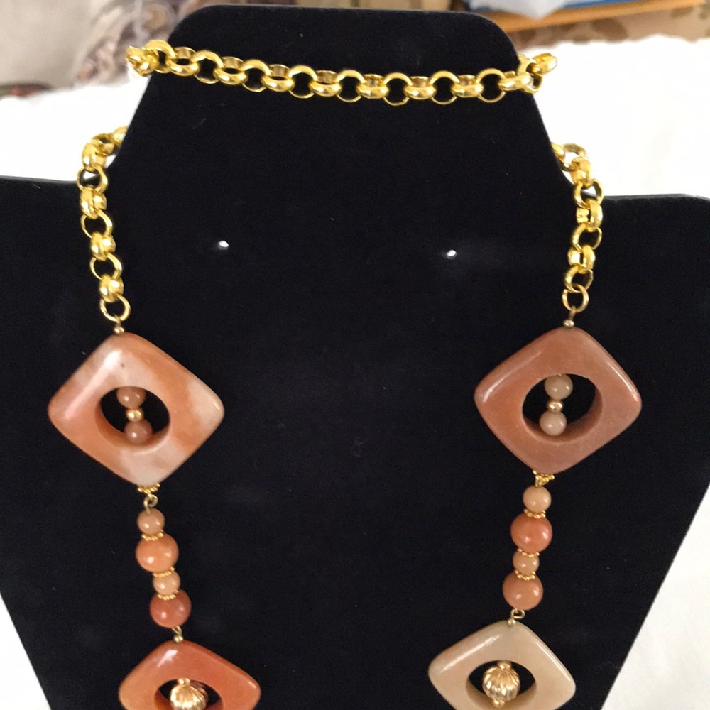 Handmade Agate stone and Aventurine necklace .
